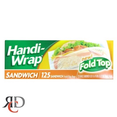 HANDI-WRAP FOLD TOP SANDWICH BAGS 125CT/ PACK